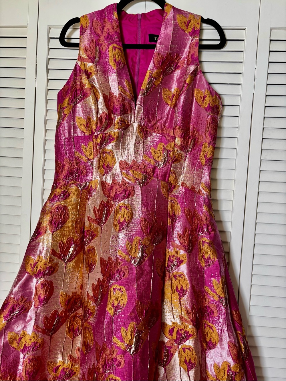 NWT Taylor Brocade Metallic Sleeveless A-Line Dress 14 - Picture 3 of 6
